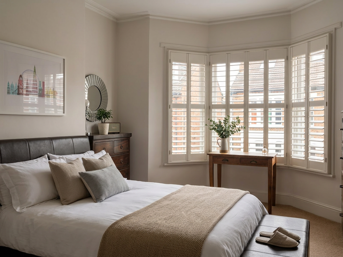 Bedroom with bespoke shutters