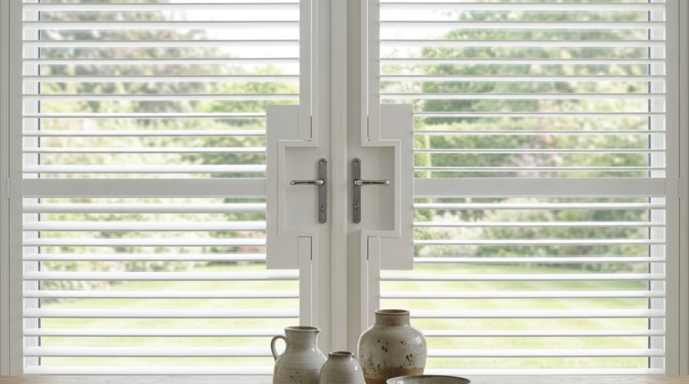 Detail of cut-out around brushed brass door handle