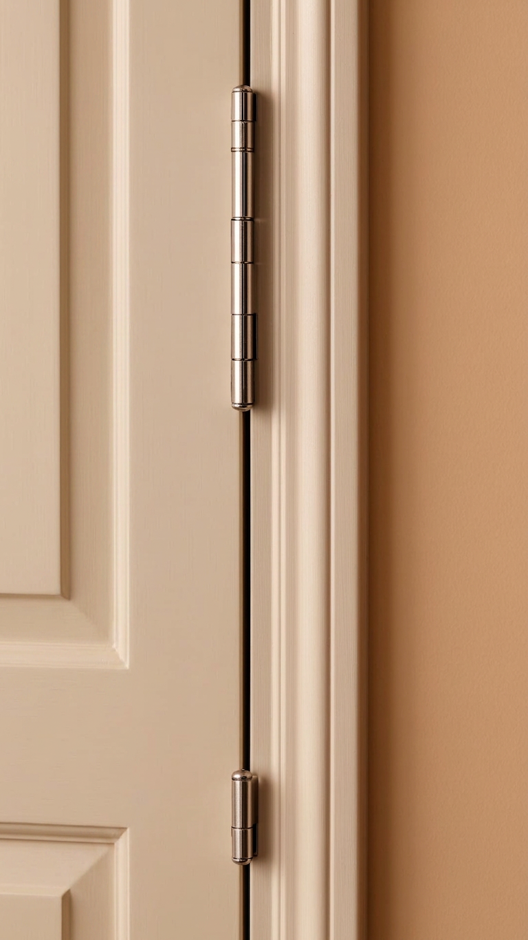 Detail of solid panel shutter hinge