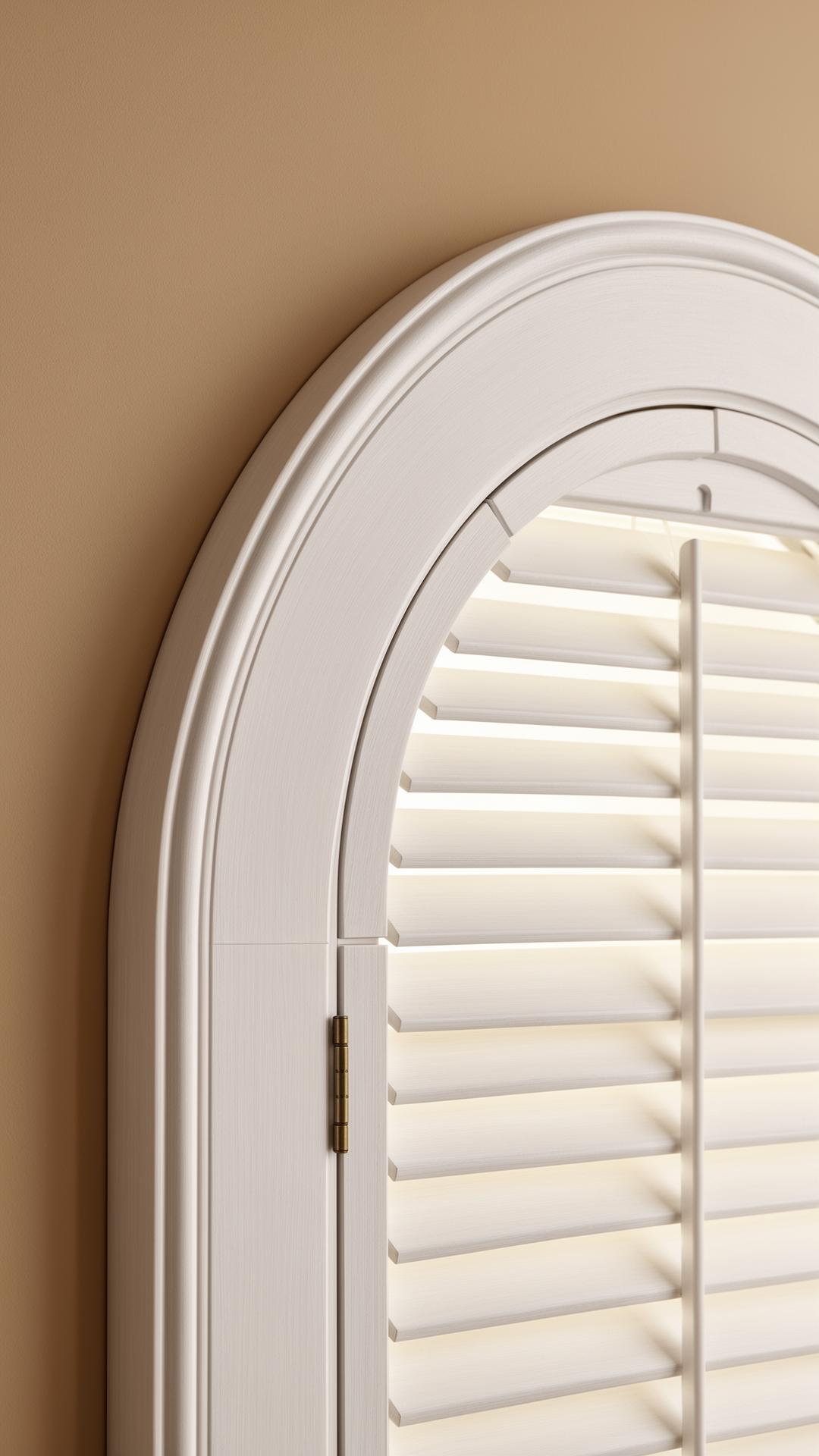 Curved top frame of an arched shutter