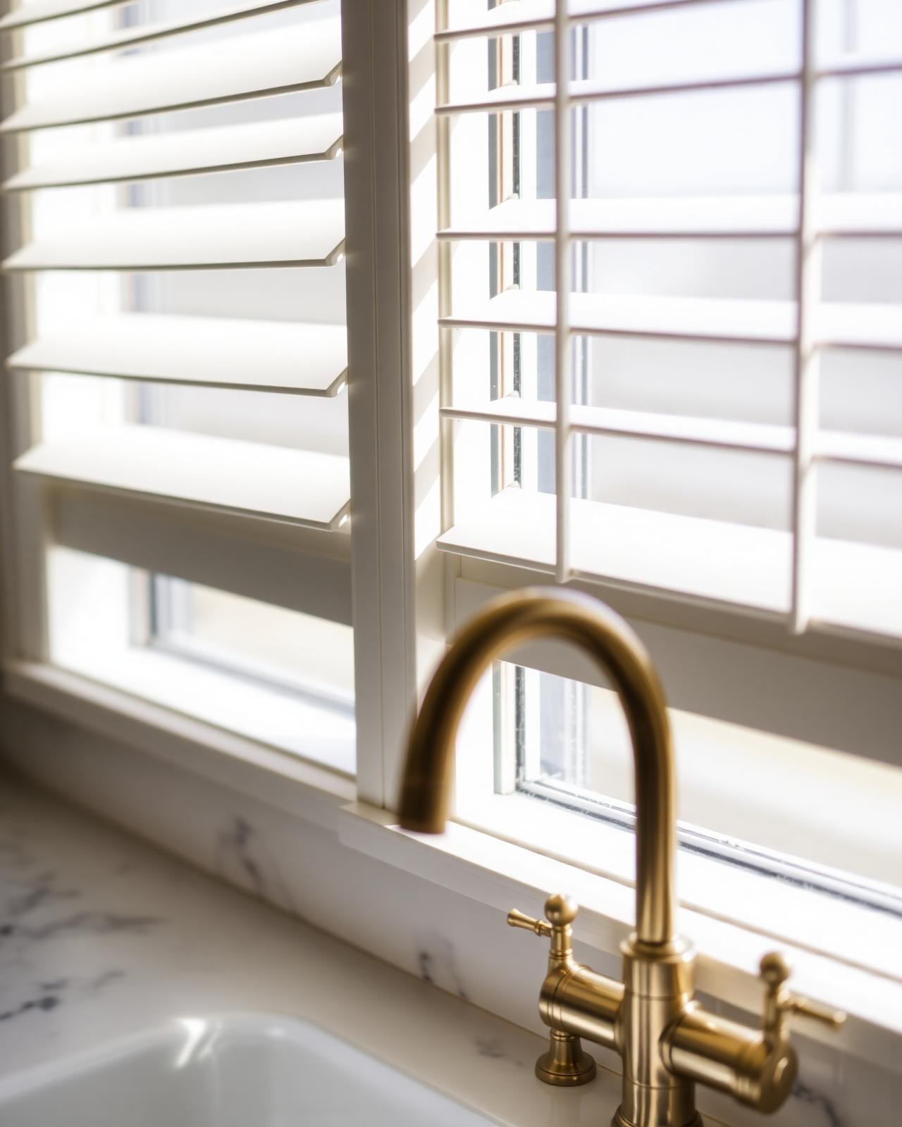 Wipeable faux wood louvres