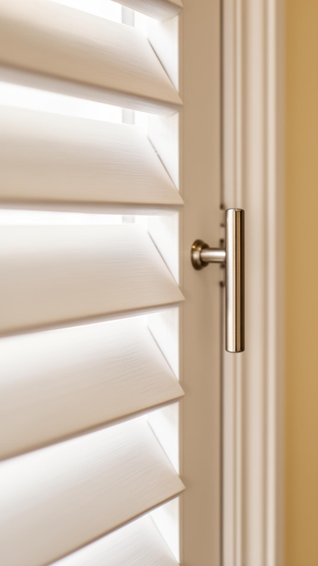 Close-up of hand-finished shutter louvres