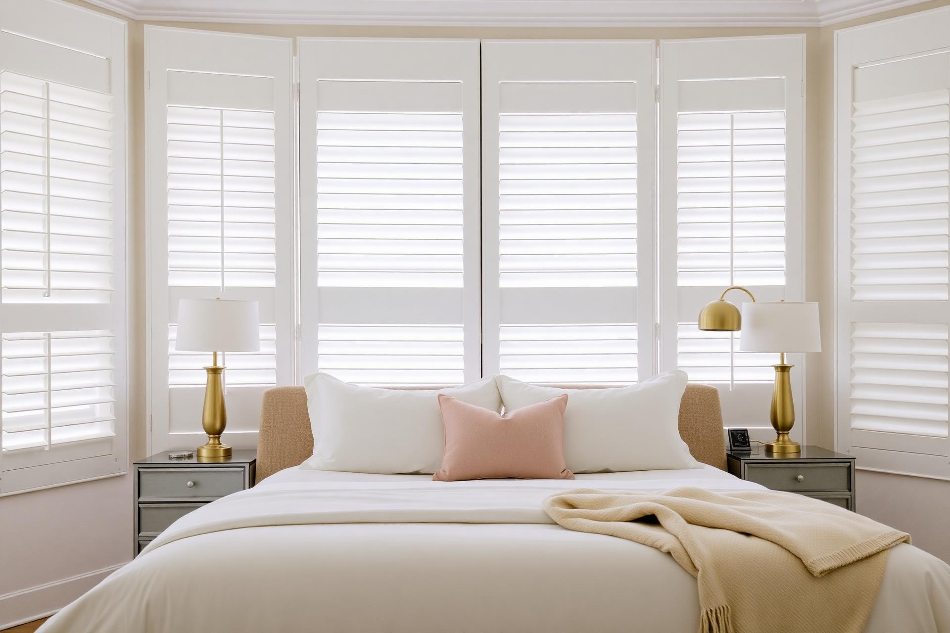 Bedroom dressed in bespoke shutters