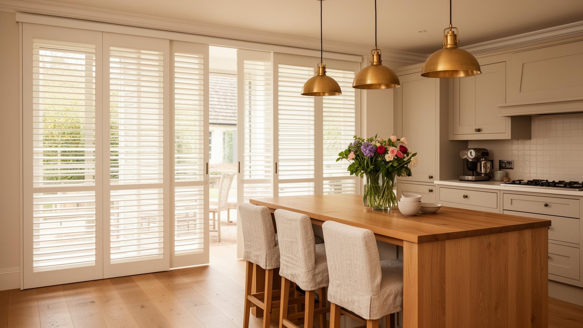 Tracked shutters spanning bi-fold doors