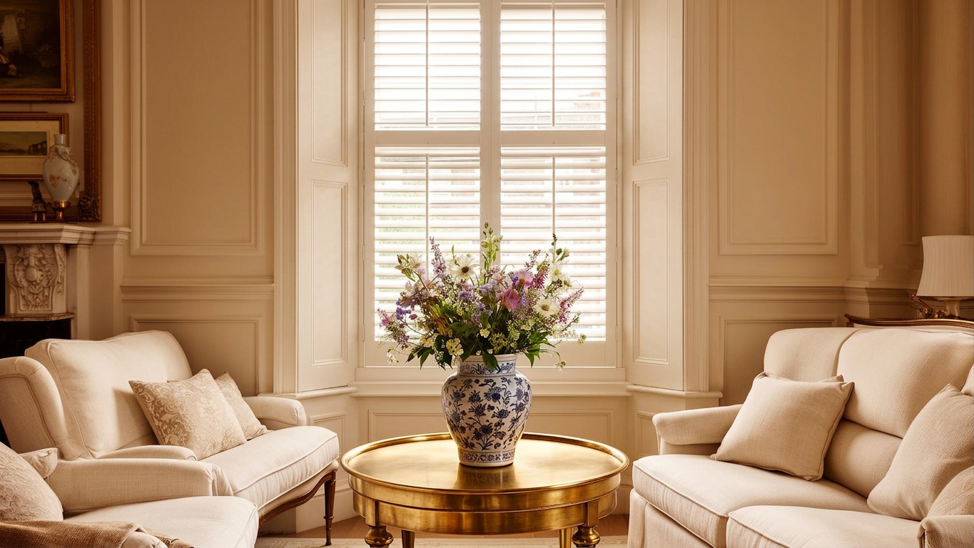 Tier on tier shutters in a Georgian bedroom